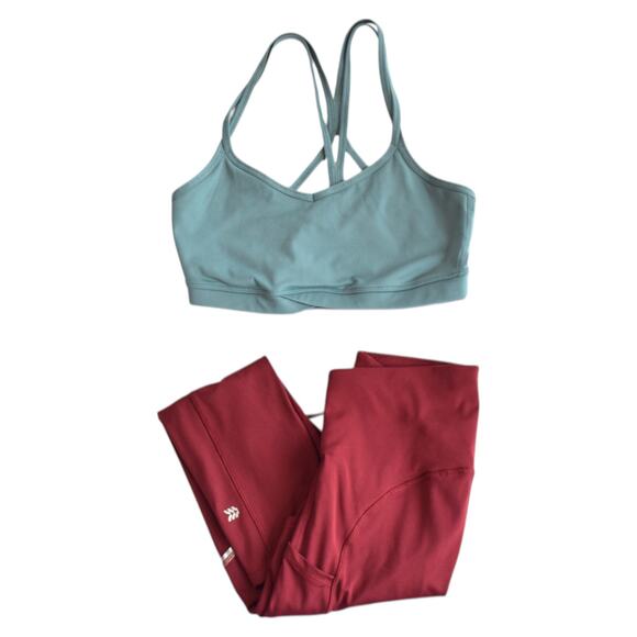 All In Motion Bundle of Burgundy Leggings and Blue Sports Bra Small - Picture 9 of 9